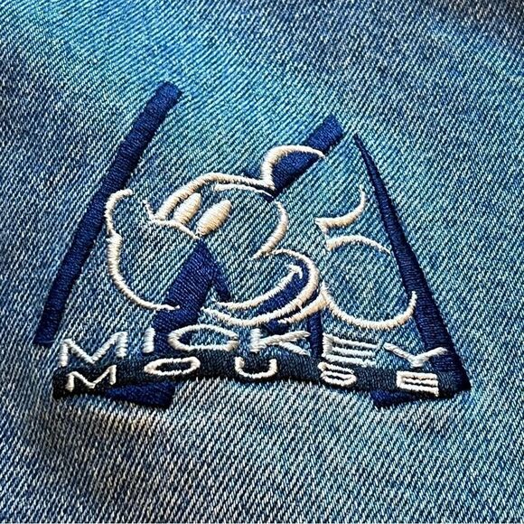 Disney Inc. Rare 90's Men's Mickey Mouse Blue and Tan Denim Varsity Jacket XL - Picture 8 of 13